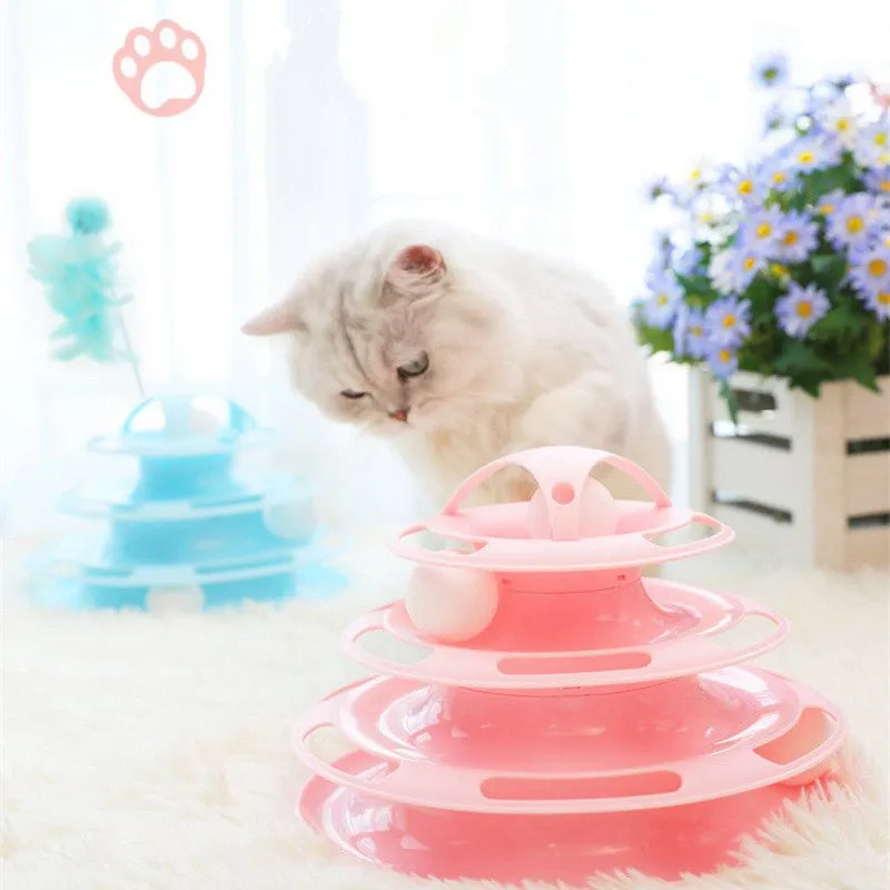 Four-Tier Ball Track Interactive Cat Tower Toy