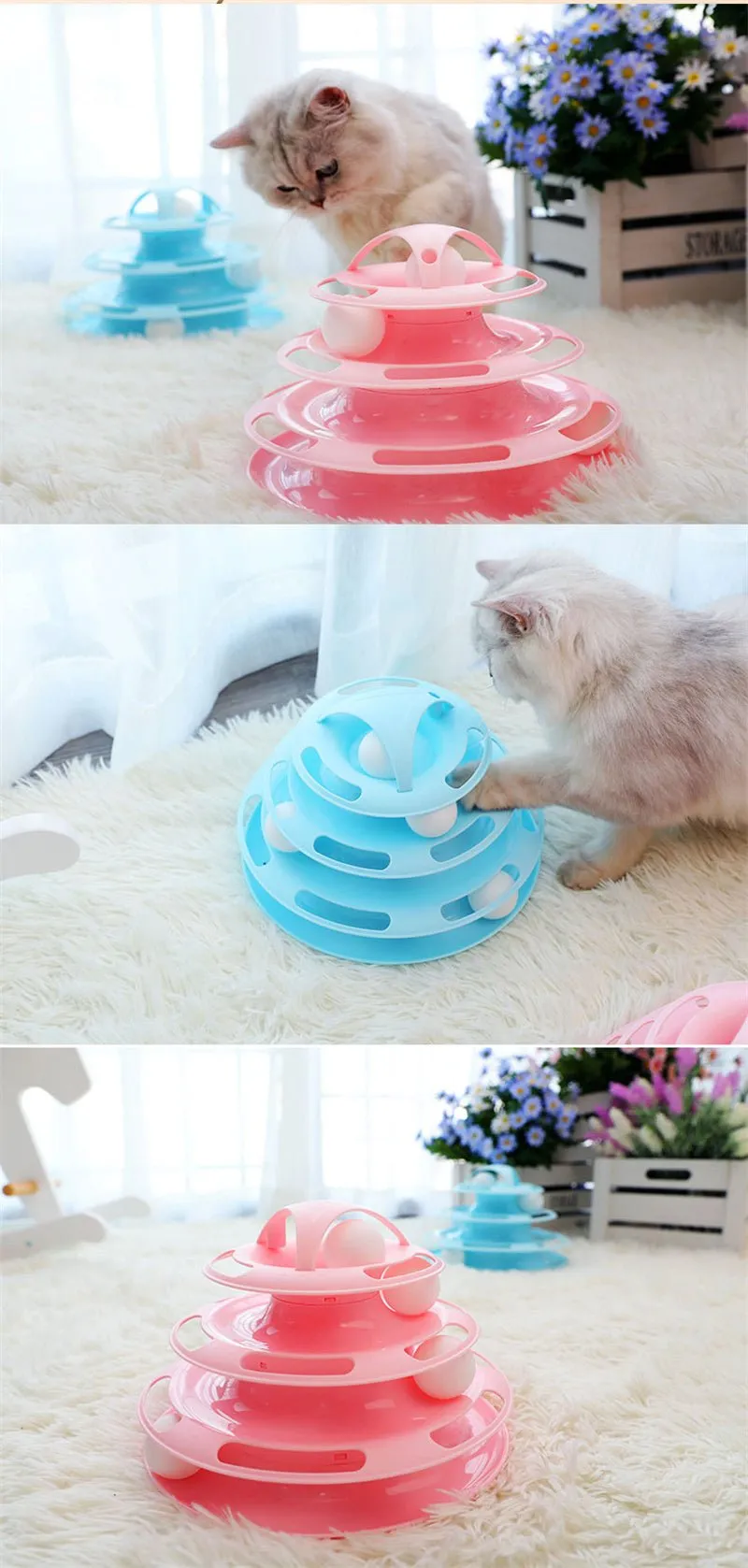 Four-Tier Ball Track Interactive Cat Tower Toy