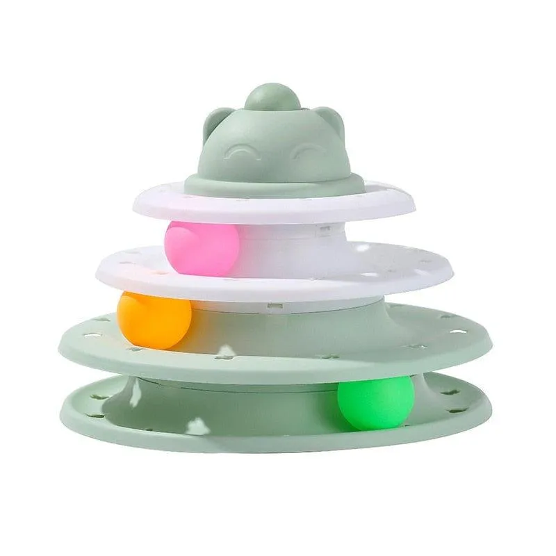 Four-Tier Ball Track Interactive Cat Tower Toy