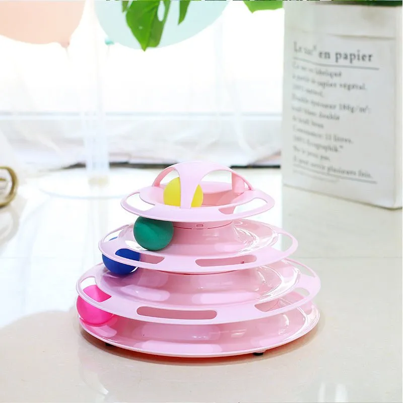 Four-Tier Ball Track Interactive Cat Tower Toy