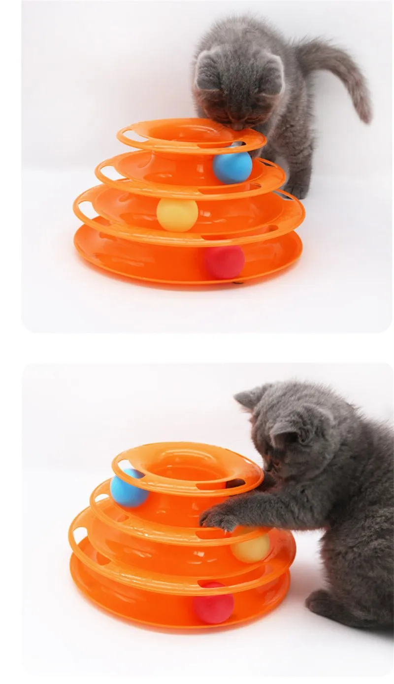 Four-Tier Ball Track Interactive Cat Tower Toy