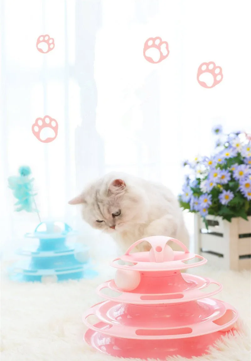 Four-Tier Ball Track Interactive Cat Tower Toy