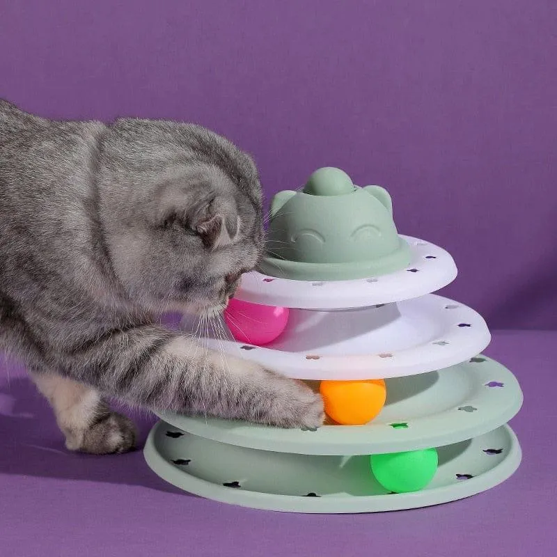 Four-Tier Ball Track Interactive Cat Tower Toy