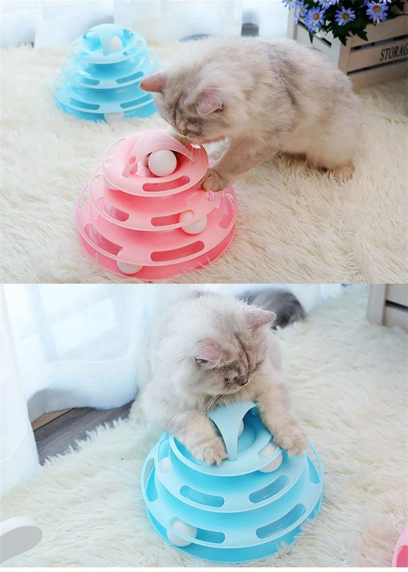 Four-Tier Ball Track Interactive Cat Tower Toy