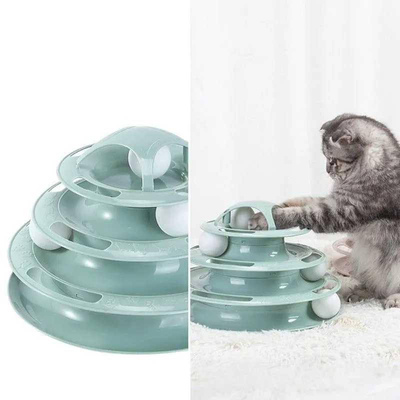 Four-Tier Ball Track Interactive Cat Tower Toy
