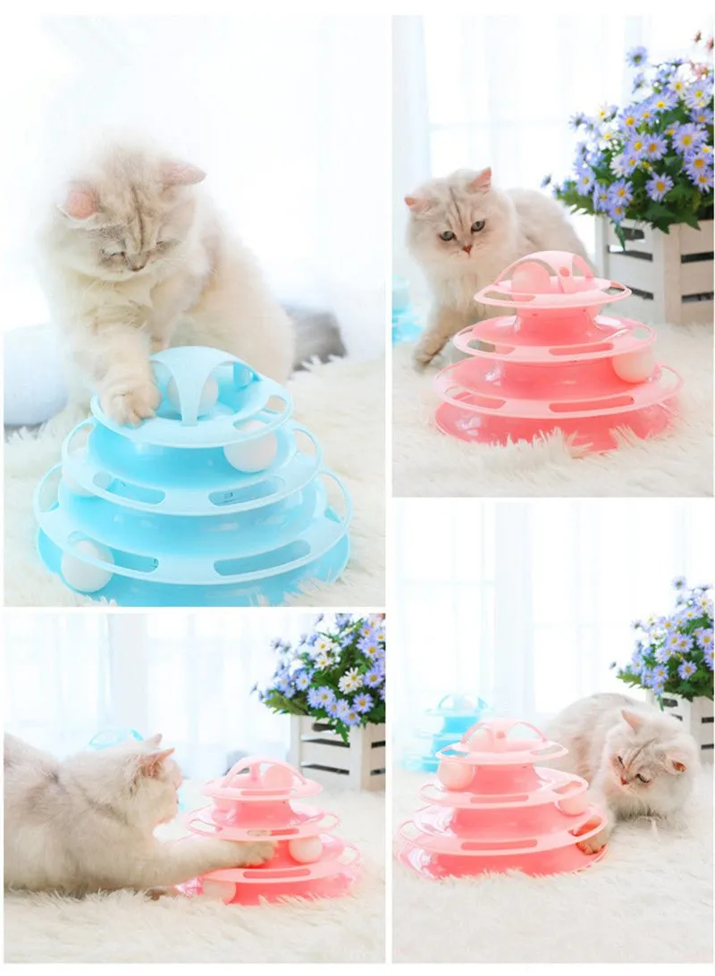 Four-Tier Ball Track Interactive Cat Tower Toy
