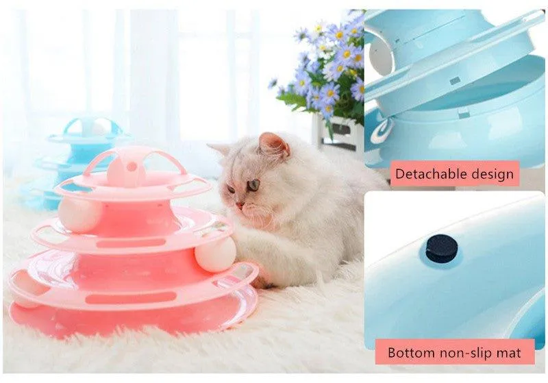 Four-Tier Ball Track Interactive Cat Tower Toy