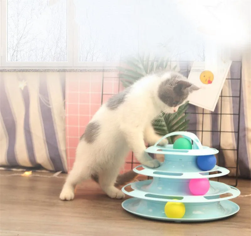 Four-Tier Ball Track Interactive Cat Tower Toy