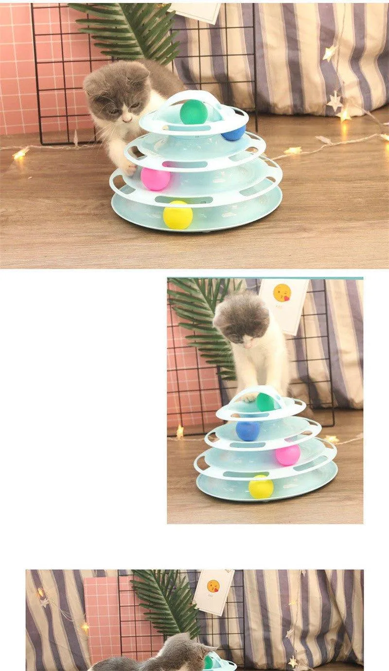 Four-Tier Ball Track Interactive Cat Tower Toy