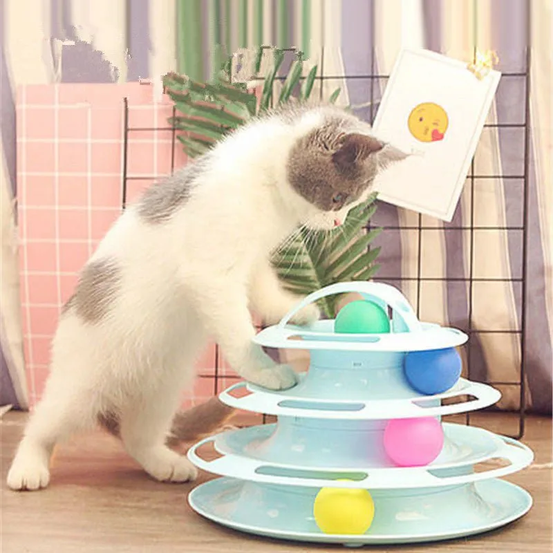 Four-Tier Ball Track Interactive Cat Tower Toy