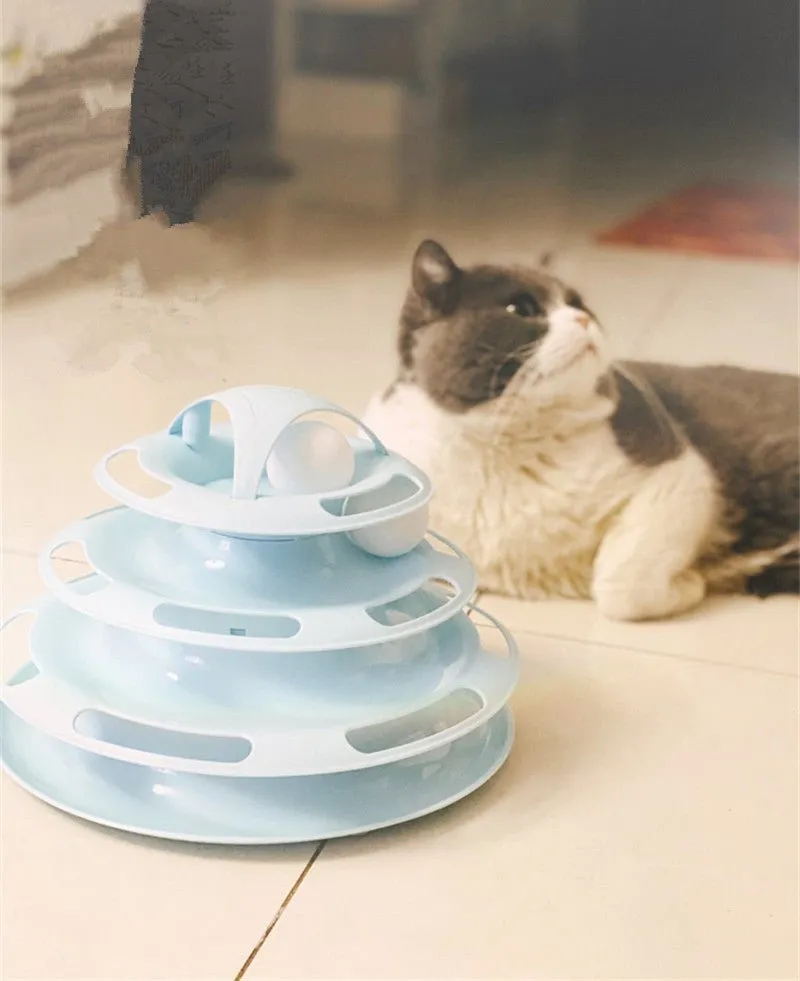 Four-Tier Ball Track Interactive Cat Tower Toy