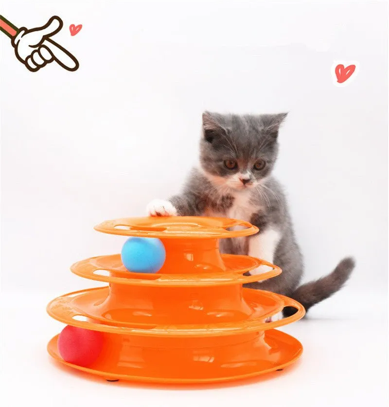 Four-Tier Ball Track Interactive Cat Tower Toy