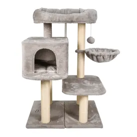 GOOPAWS 43-in Faux Fur Top Perch Cat Tree & Condo, Grey