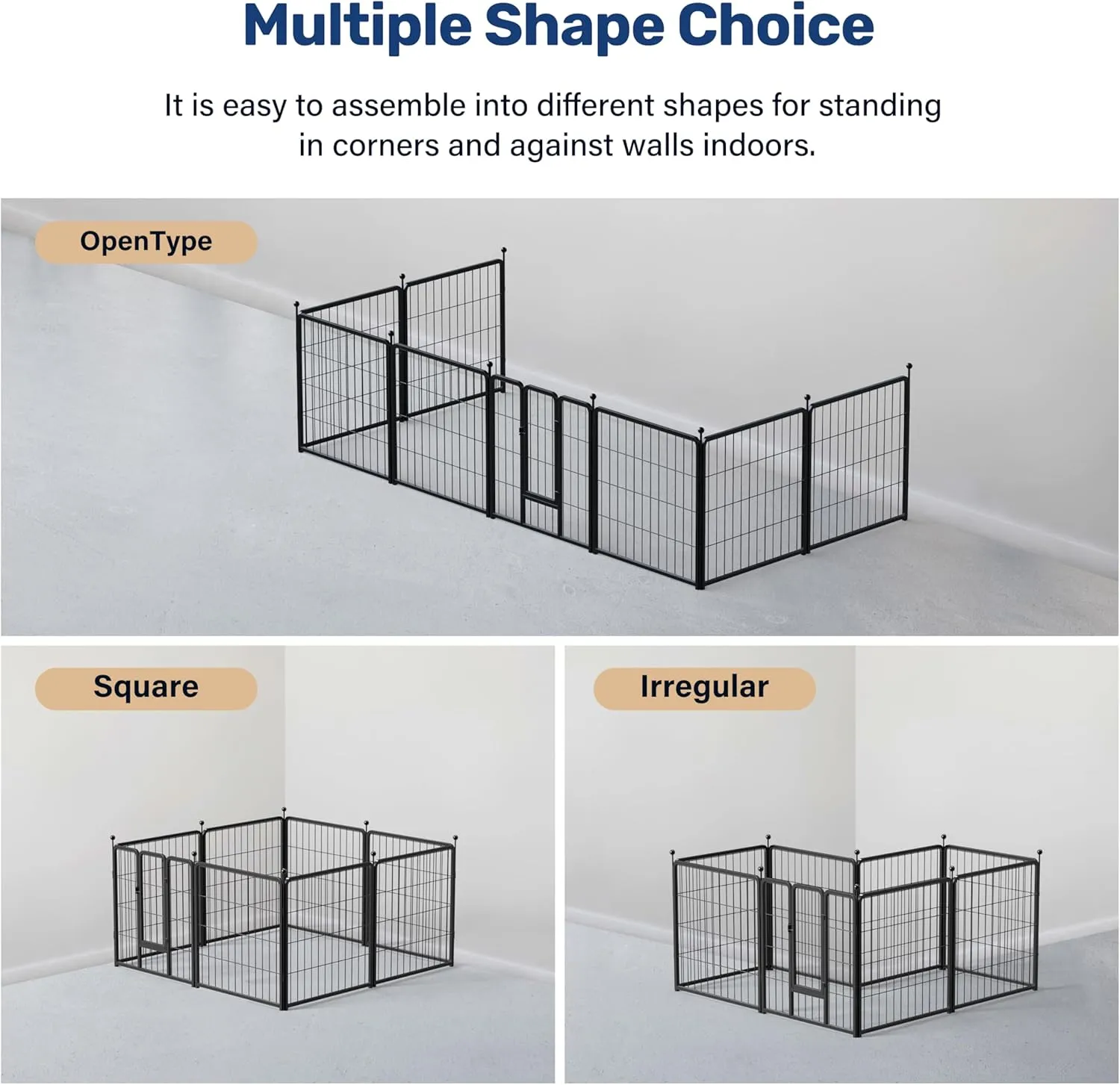 HealSmart Dog Playpen 24 Inch 8 Panels, Heavy Duty Metal Portable Pet Playpen Indoor Outdoor for Camping, Yard, RV, Garden Fence, Privacy Patio, Black