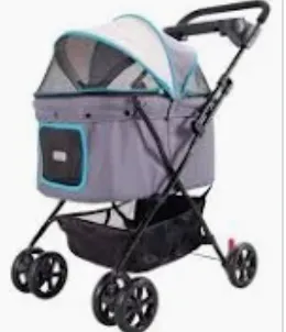 Ibiyaya Easy Stroller Pet Buggy for Cats & Dogs up to 20kg - Grey & Teal
