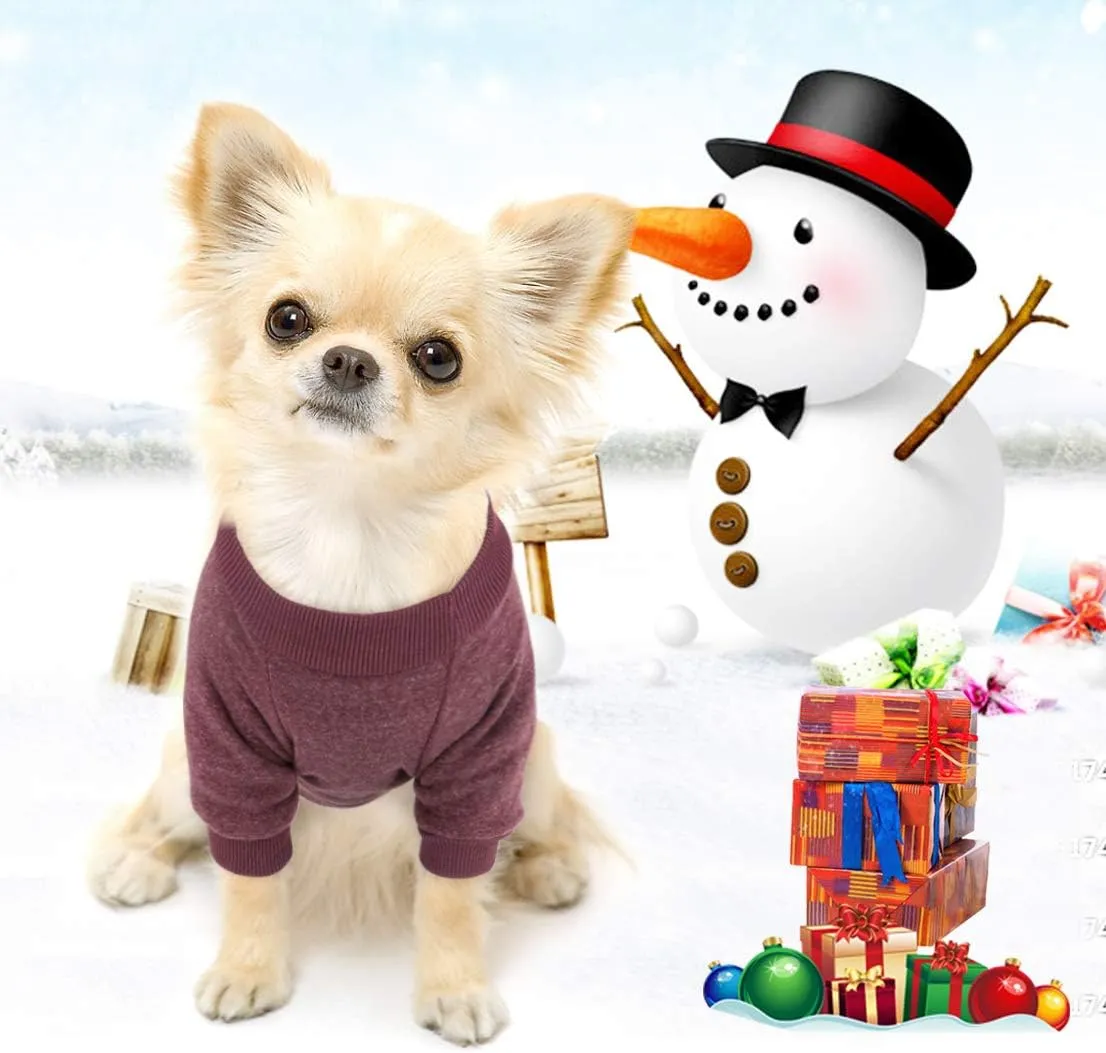 Idepet Pet Dog Classic Knitwear Sweater Fleece Dog Coat Soft Thickening Warm Pup Dogs Shirt Winter Pet Dog Cat Clothes Puppy Customes Clothing for Small Dogs (XL, Brown)