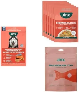 Jinx Dog Food Bundle: 11.5lb Salmon & Brown Rice Dry Food   6-Pack 9oz Salmon Wet Food Topper   3oz Freeze-Dried Salmon Meal Topper