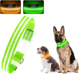 LED Dog Collar, Light Up Dog Collar, Lighted Dog Collars Adjustable for Night Walking, Glow in The Dark Dog Collars Light with USB Rechargeable Color Changing Waterproof for Dogs (Green, Small)