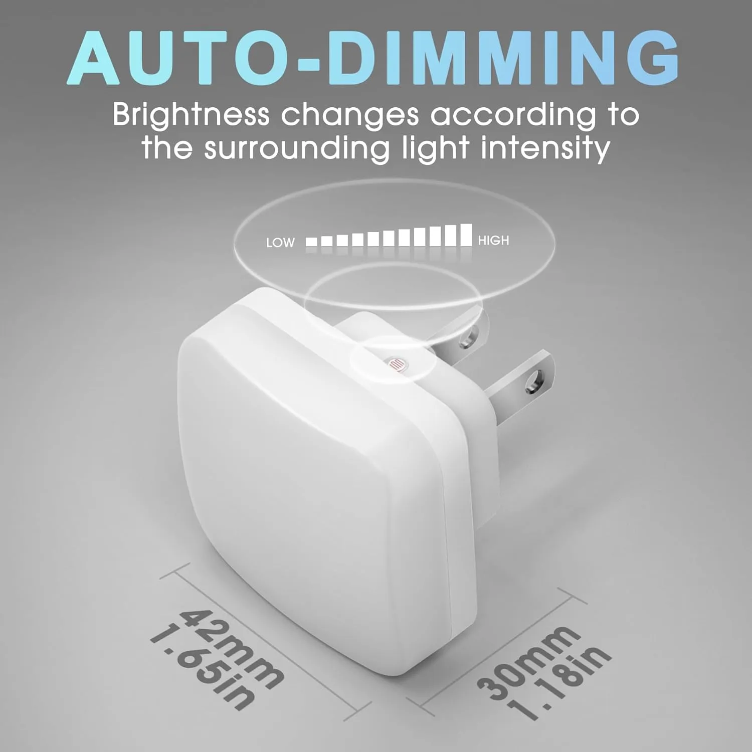 LED Night Lights Plug into Wall, Nightlights With Light Sensor Dusk to Dawn, 0.3W Square Plug in Night Light for Kids, 5000K Cool White Night Light for Bathroom Bedroom Kitchen, 2 Pack Night Lights