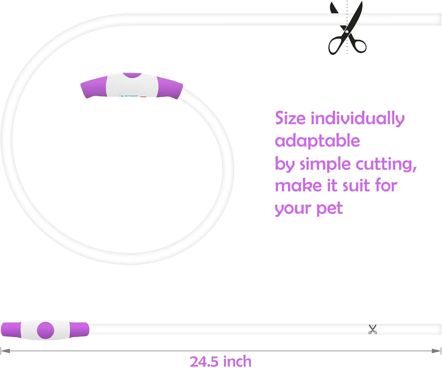 Light up Dog Collar, BSEEN USB Rechargeable Flash Dog Necklace Light, Pet Safety Collar Makes Your Beloved Dogs Be Seen at Night for Small Medium Large Dogs(Purple)