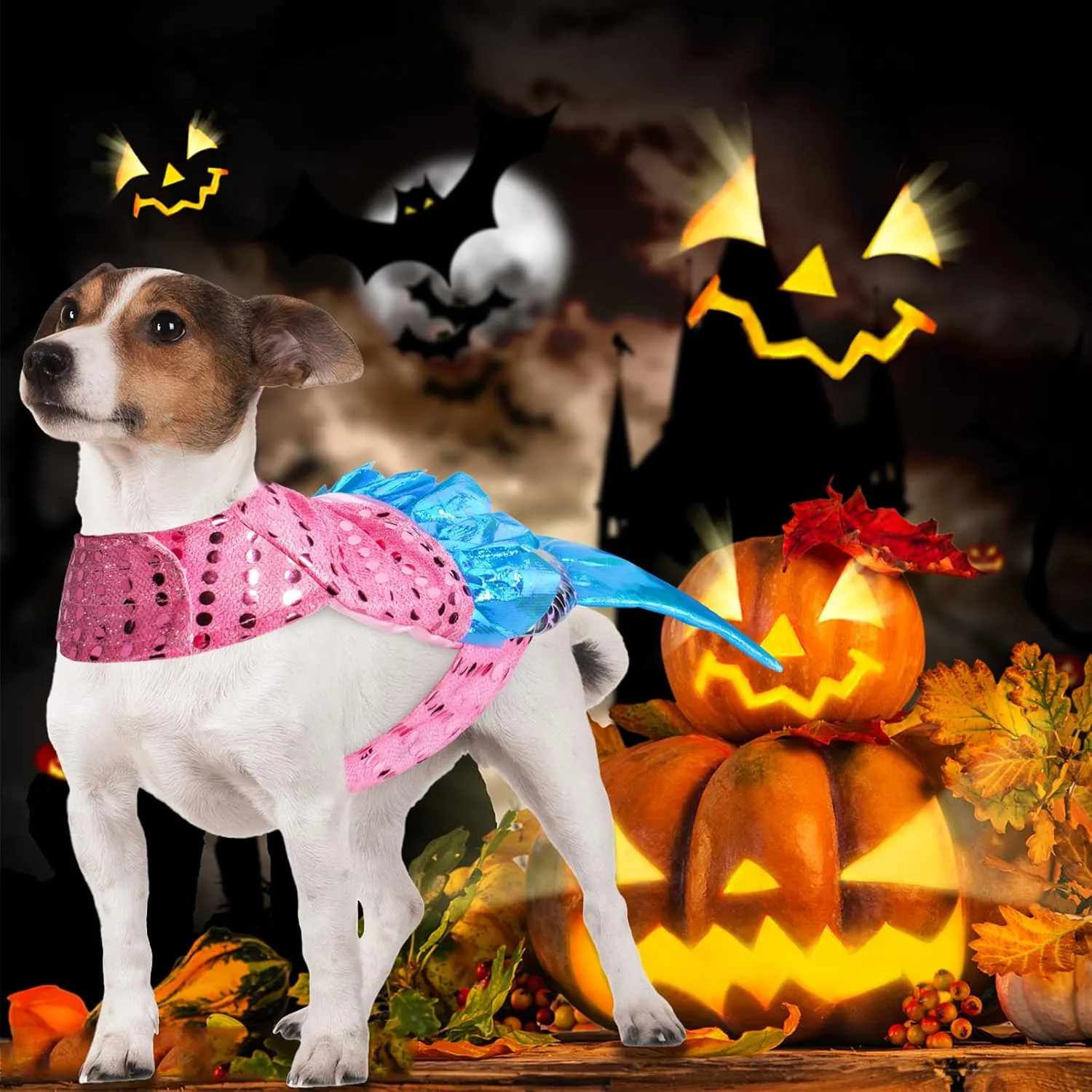 Mermaid Dog Costume - Funny Shiny Mermaid Costume for Small to Medium Dogs - Cosplay for Halloween, Christmas, Birthday Parties