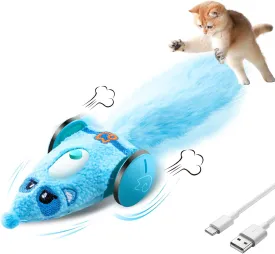 Migipaws Automatic Cat Toys, Plush Cat Mouse Toy, Interactive Toy for Indoor Cats, Smart Moving Kitten Toy, Rechargeable (Blue)