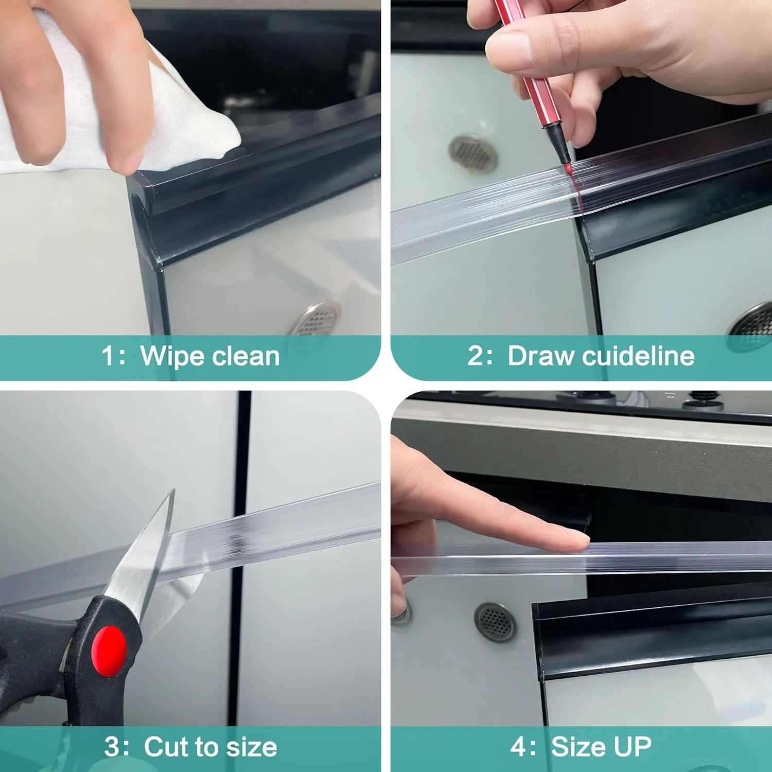 MONOID Drawer Edge Protector, Slip-On Clear Table Corners Guards, Door Kitchen Furniture Bumper, Prevent Wear, Impact Protection, Ease to Cut, 3/4" Thick, 39.4" Length  Clear, Pack of 5