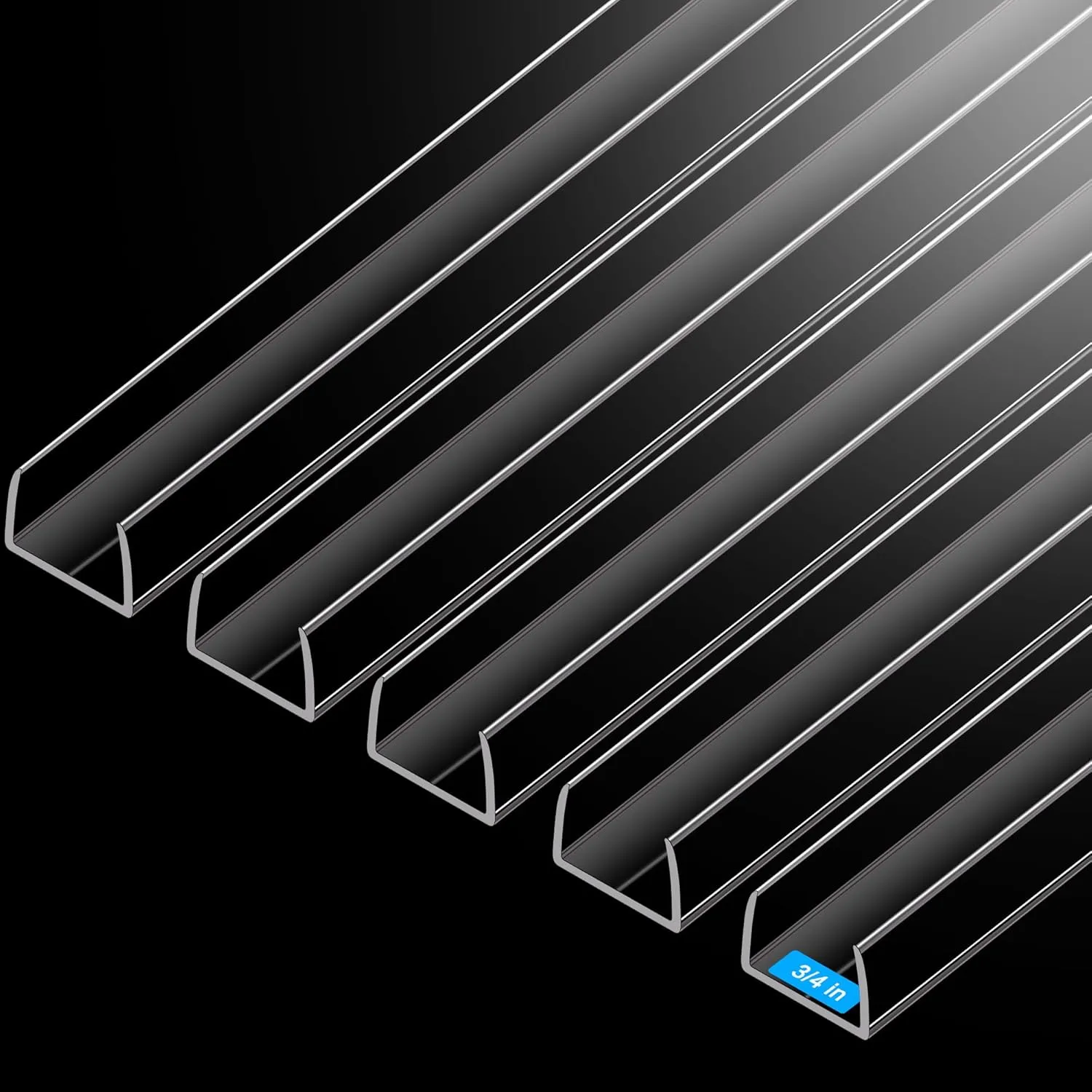 MONOID Drawer Edge Protector, Slip-On Clear Table Corners Guards, Door Kitchen Furniture Bumper, Prevent Wear, Impact Protection, Ease to Cut, 3/4" Thick, 39.4" Length  Clear, Pack of 5