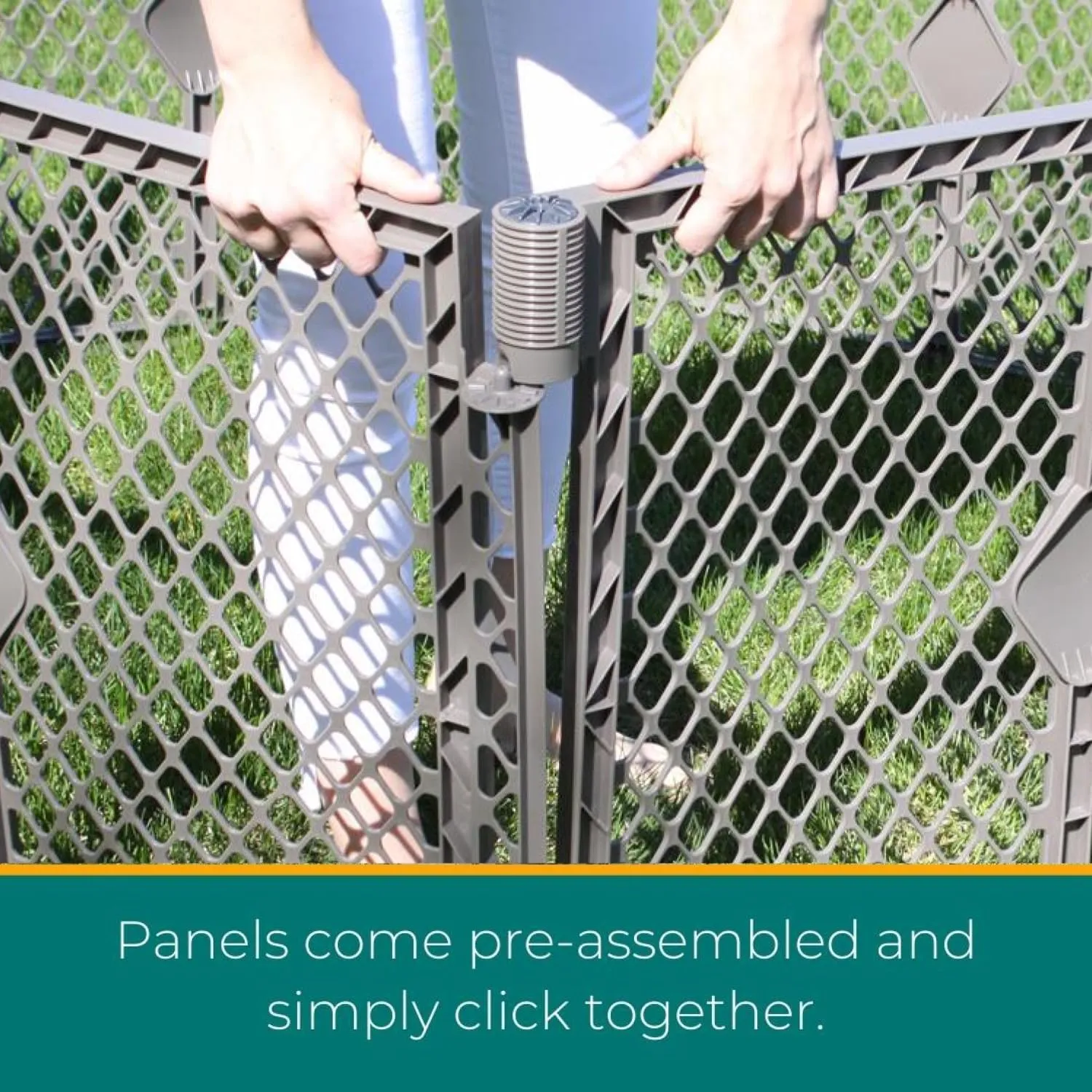 MyPet North States Petyard Plus: 3 Ft. Wide Folding Dog Playpen Indoor or Outdoor. 4-Panel Freestanding Play Pen Dog Gate Made in USA. 26" Tall, Fieldstone