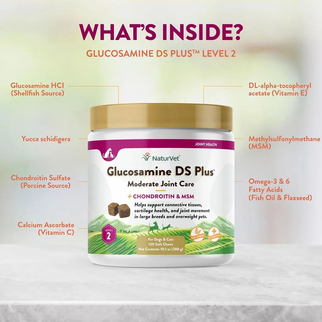 NaturVet Glucosamine DS Plus Level 2 Soft Chews with Chondroitin & MSM for Dogs & Cats