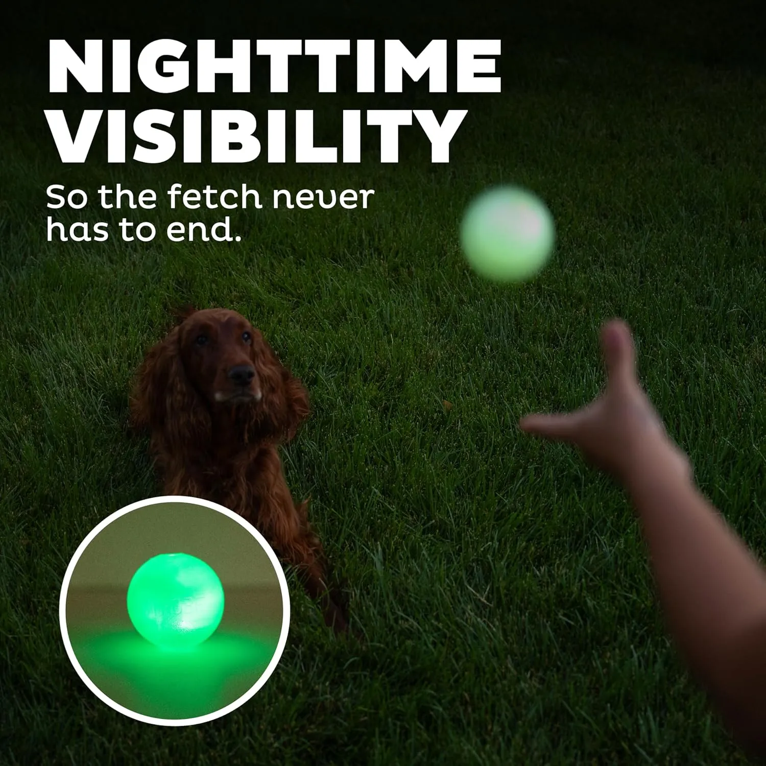 Outward Hound by Planet Dog Strobe Light Up LED Ball Dog Toy, Green