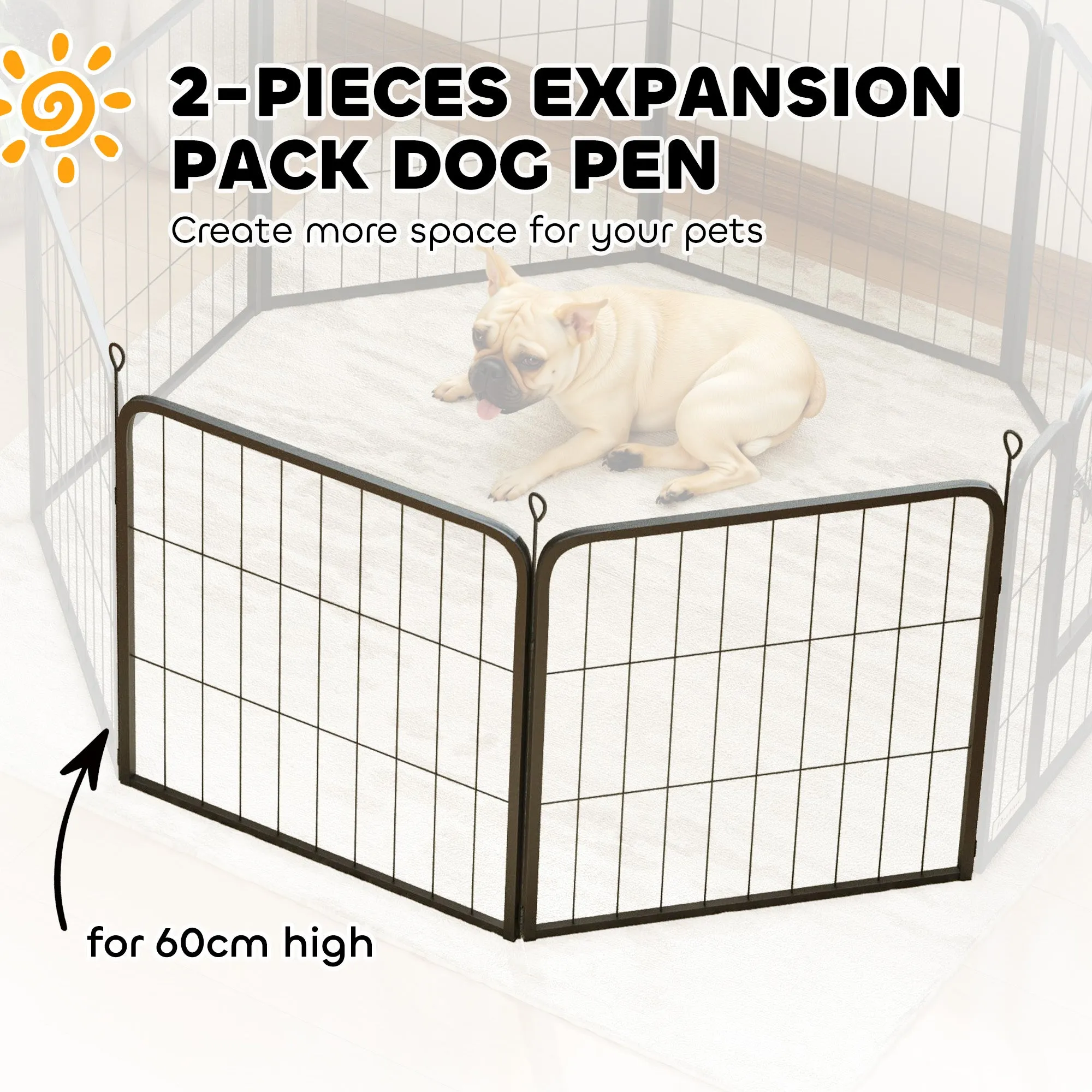 PawHut 2 Piece Dog Pen Expansion Pack for 60cm High Animal Pen with 3 Connecting Stakes