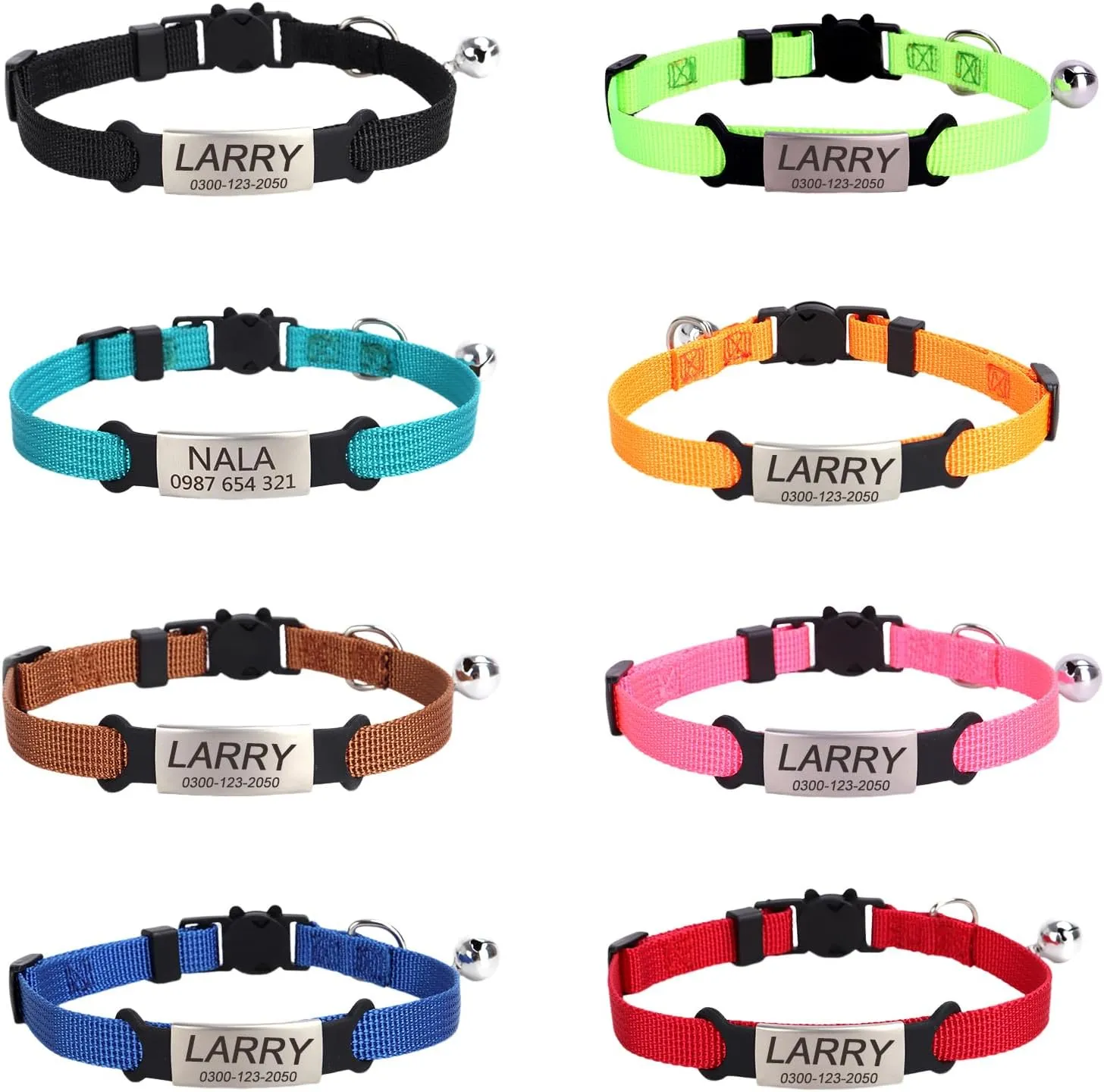 Personalized Kitten Cat Collar with Safe Breakaway Quick Release Buckle Bell ID Tag Custom Name and Phone Number for Boy Girl Cats