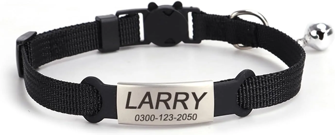 Personalized Kitten Cat Collar with Safe Breakaway Quick Release Buckle Bell ID Tag Custom Name and Phone Number for Boy Girl Cats