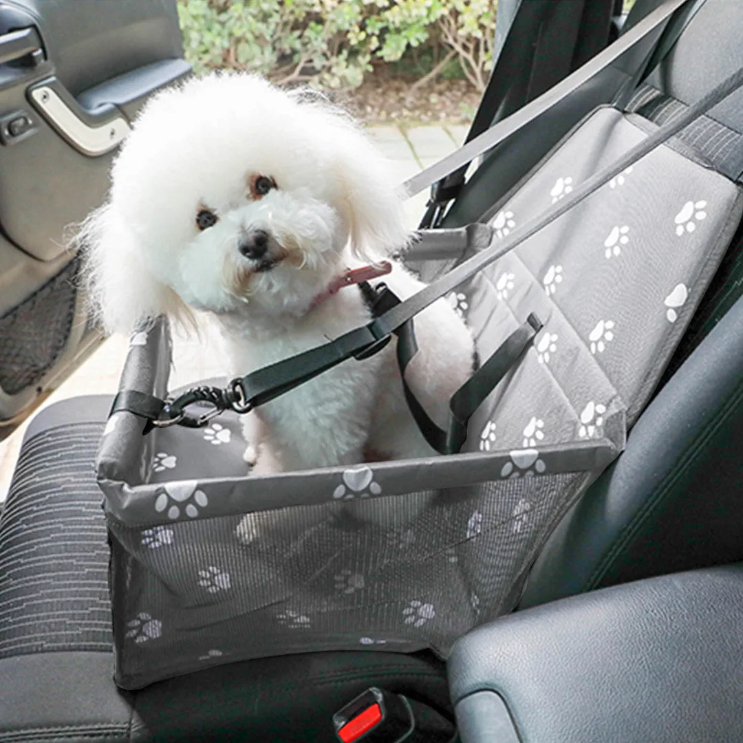 Pet Booster Car Seat Premium Waterproof Breathable Mesh Safety Travel Portable Dog Carrier Bag - Grey