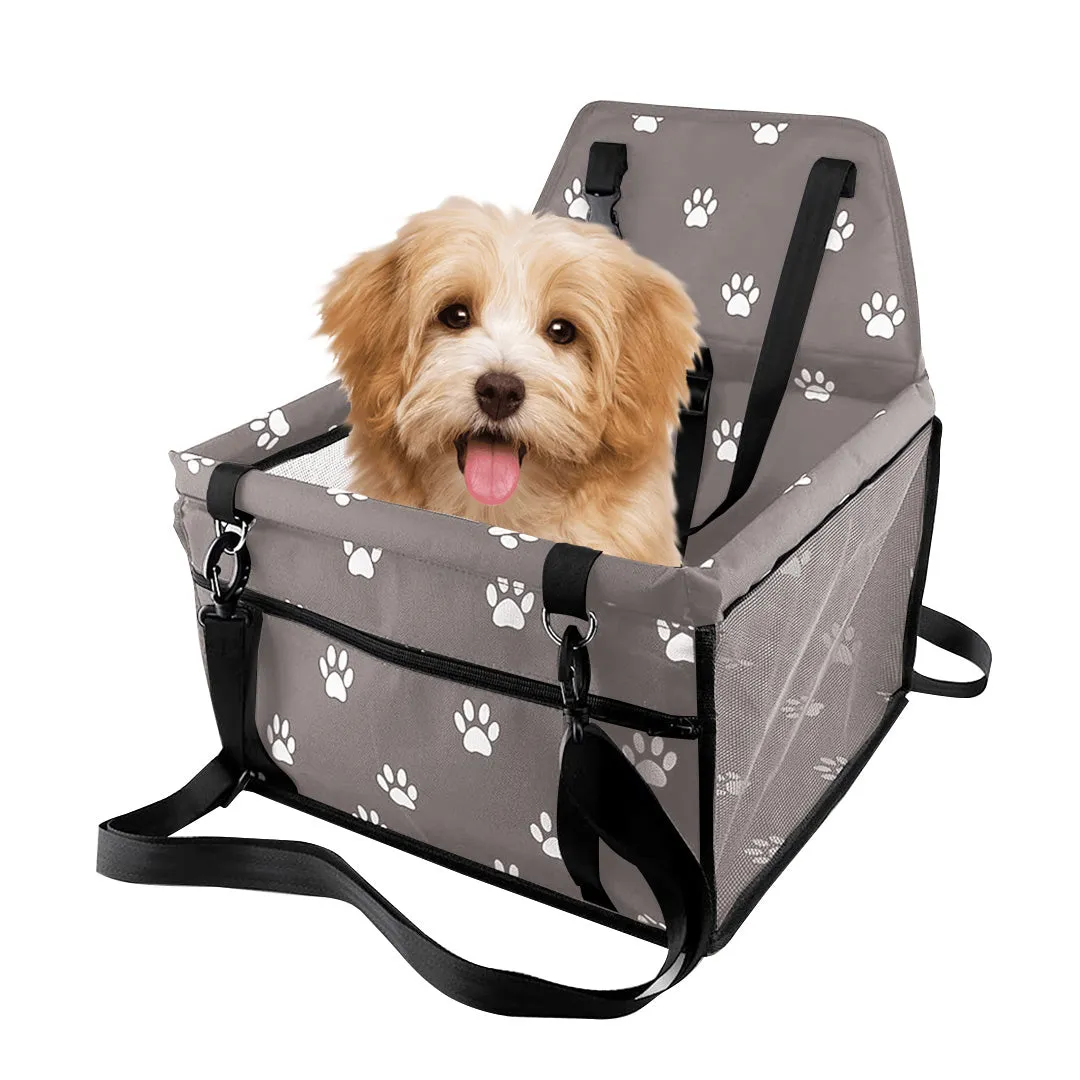 Pet Booster Car Seat Premium Waterproof Breathable Mesh Safety Travel Portable Dog Carrier Bag - Grey