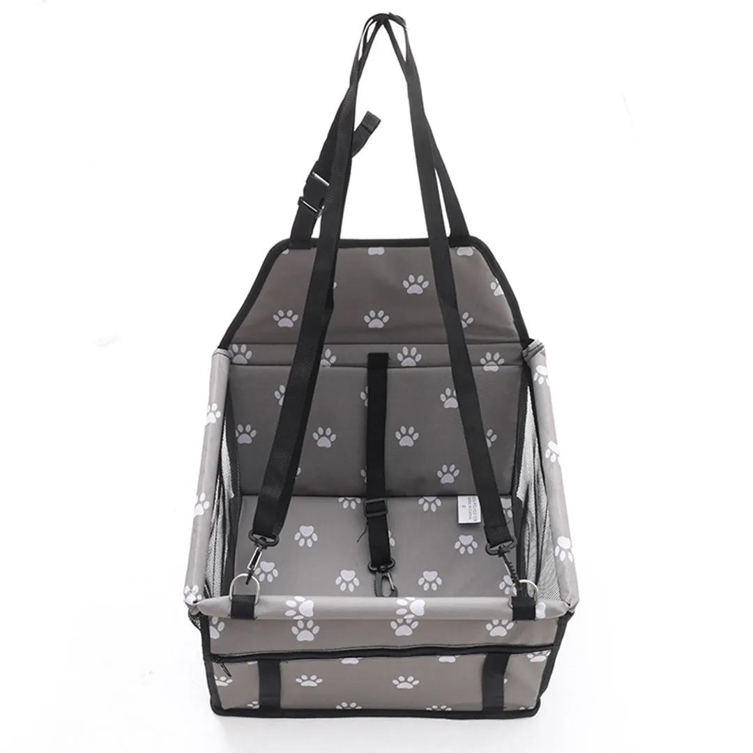 Pet Booster Car Seat Premium Waterproof Breathable Mesh Safety Travel Portable Dog Carrier Bag - Grey