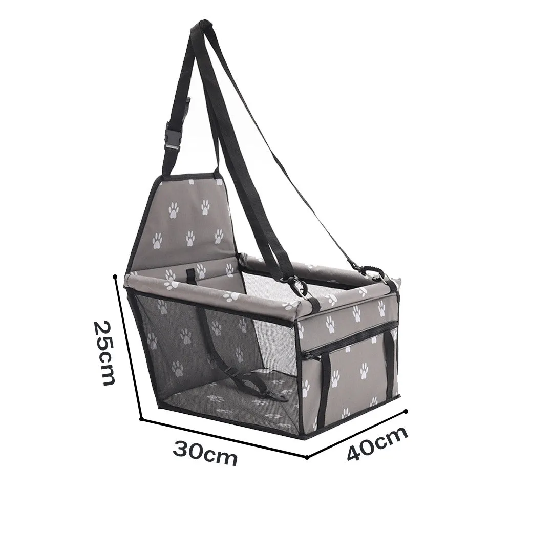 Pet Booster Car Seat Premium Waterproof Breathable Mesh Safety Travel Portable Dog Carrier Bag - Grey