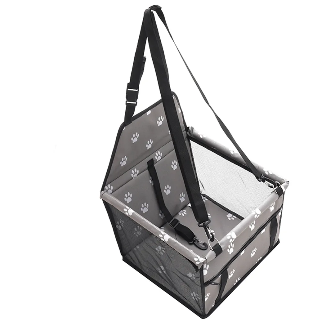 Pet Booster Car Seat Premium Waterproof Breathable Mesh Safety Travel Portable Dog Carrier Bag - Grey