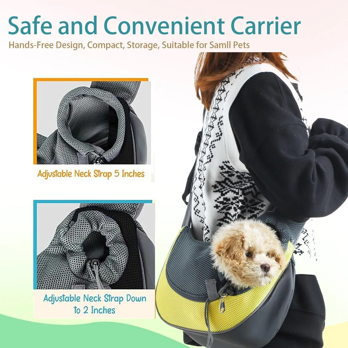 Pet Dog Sling Carrier Puppy Pet Slings Bag for Small Dogs Cats Satchel Carriers Breathable Mesh Hand Free with Adjustable Strap Doggie Crossbody for Outdoor Travel (Blue, Small <5 lbs)