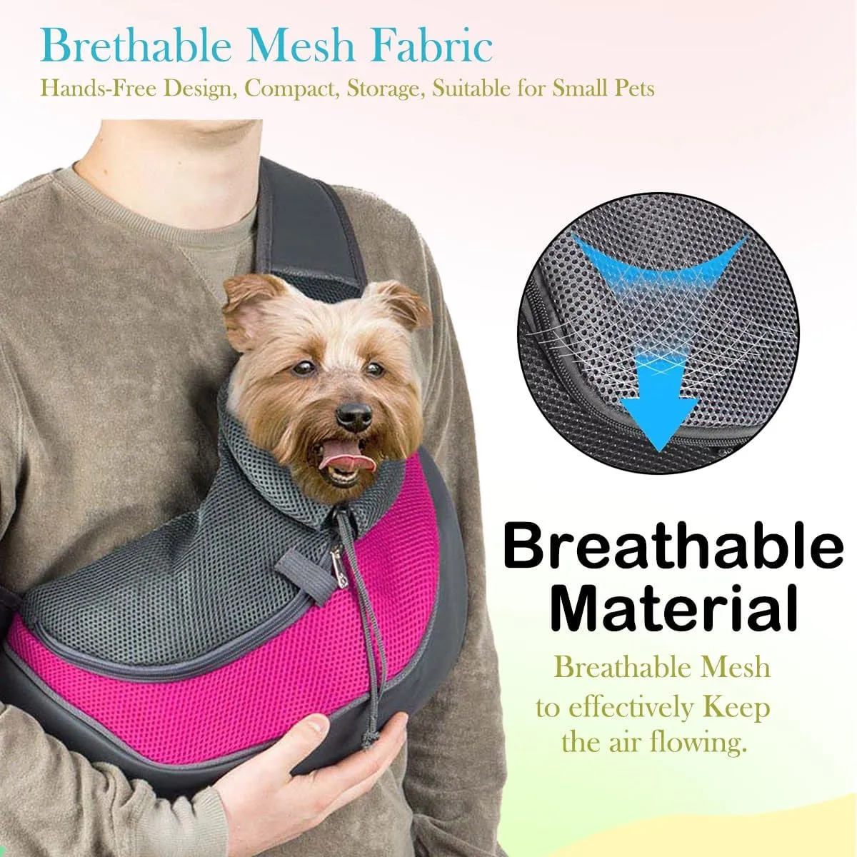 Pet Dog Sling Carrier Puppy Pet Slings Bag for Small Dogs Cats Satchel Carriers Breathable Mesh Hand Free with Adjustable Strap Doggie Crossbody for Outdoor Travel (Blue, Small <5 lbs)