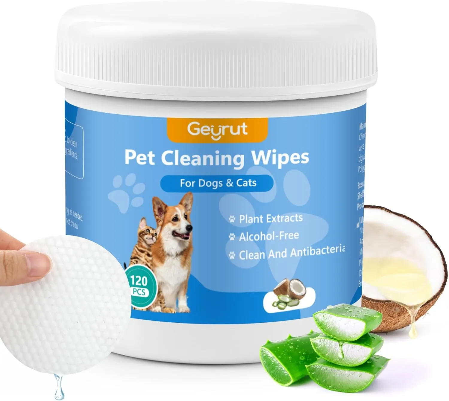 Pet Eye Wipes for Dogs & Cats 120PCS Dog Eye Wipes for Remove Eye Discharge and Crust Coconut Oil Non-Irritating Pet Cleaning Grooming Wipes for Eyes Face