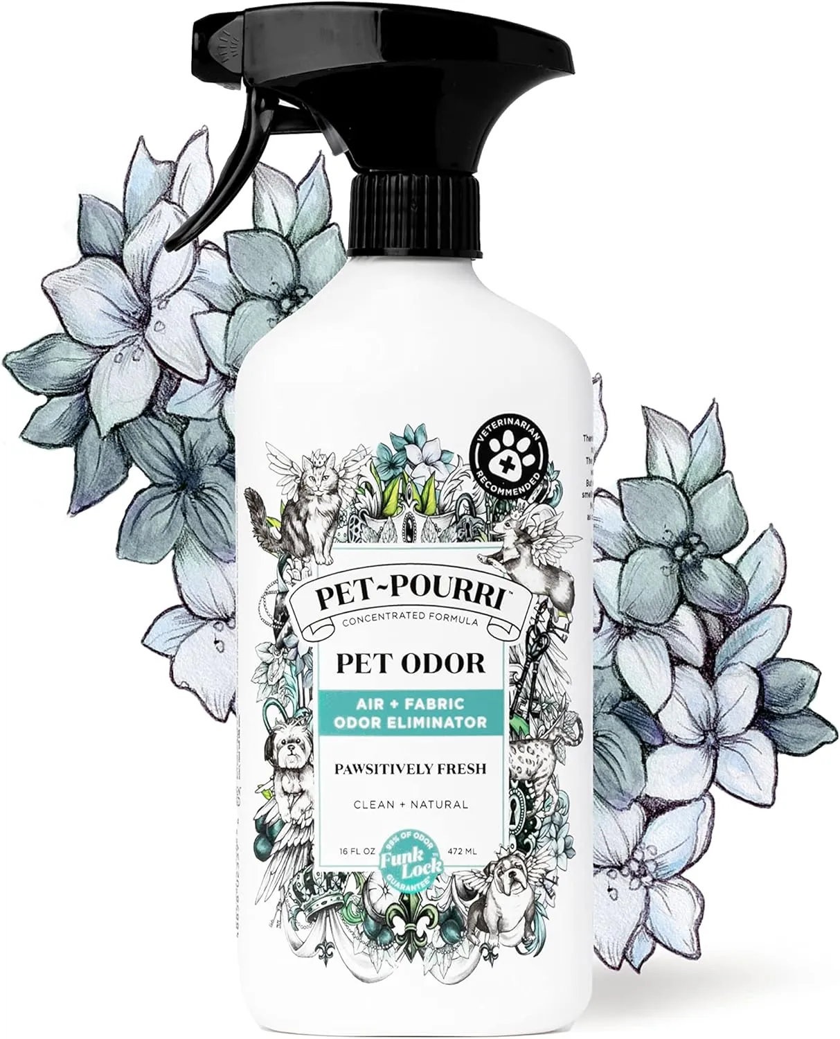 Pet-Pourri Pawsitively Fresh Pet Odor Freshener Bundle - 16 Fl Oz Air   Fabric Spray, 7.5 Oz Candle Jasmine, Fresh Air and Pear