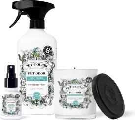 Pet-Pourri Pawsitively Fresh Pet Odor Freshener Bundle - 16 Fl Oz Air   Fabric Spray, 7.5 Oz Candle Jasmine, Fresh Air and Pear