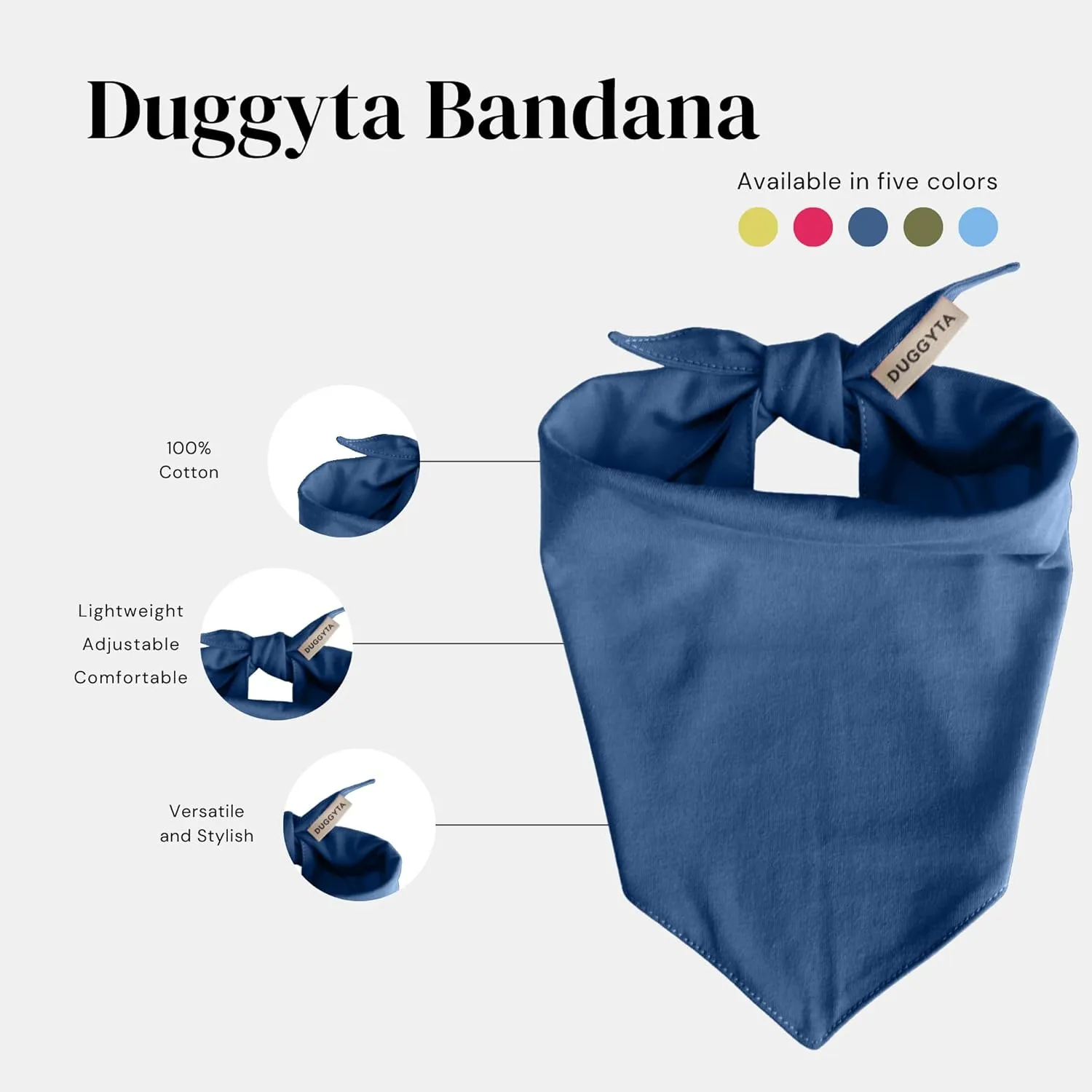 Premium Solid Navy Dog Bandana, Luxury Soft Cotton Adjustable Triangle Scarf for Small Dogs, Comfortable, Stylish, and Customizable for All Seasons, Dog Accessories