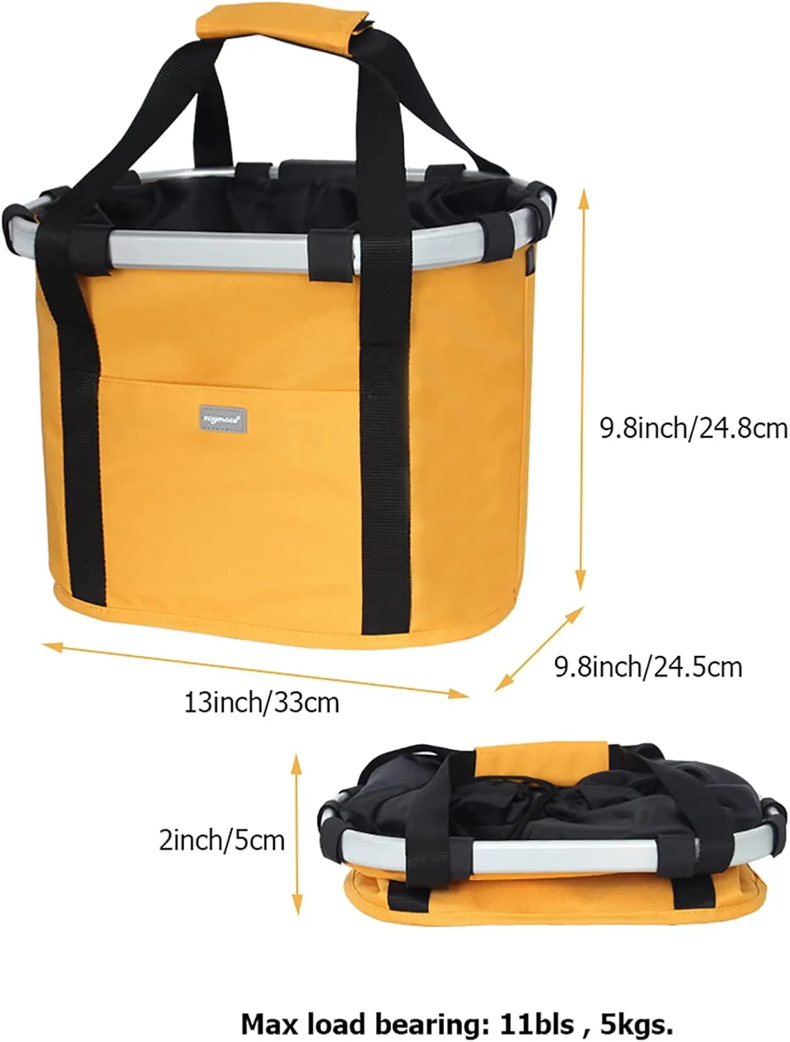 RAYMACE Bicycle Basket Dog Bike Handlebar Basket Front,Folding Detachable Quick Release Easy Install,Cycling Picnic Bag