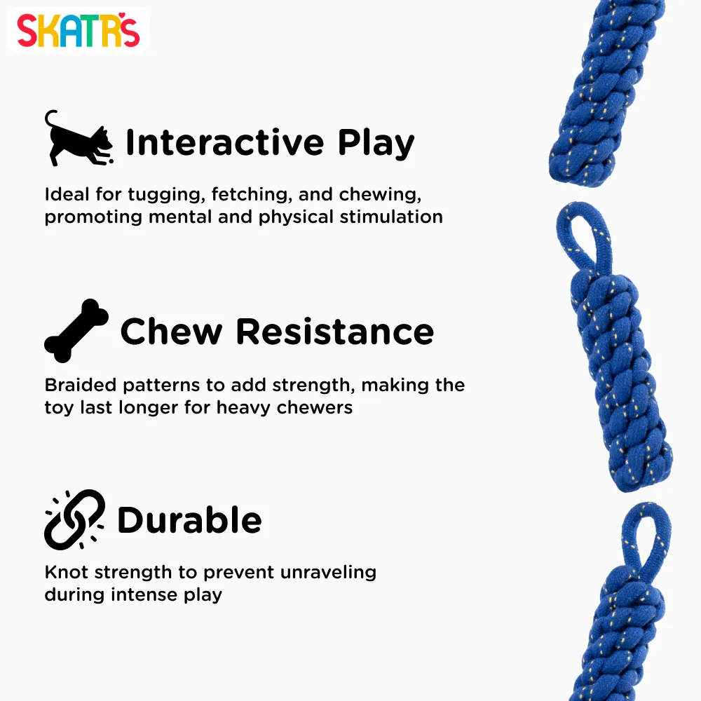 Skatrs Dummy Knotted Rope Chew Toy for Dogs and Cats (Blue)