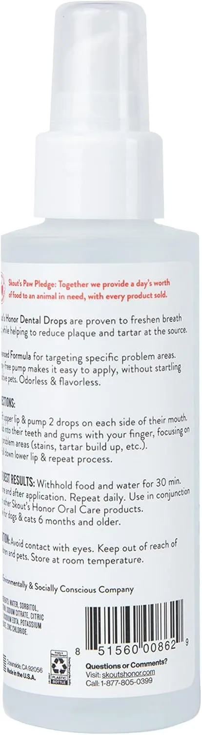 SKOUT'S HONOR Advanced Dental Drops - Fights Plaque and Tartar, Freshens Breath Fast, No Brushing Required, 4oz