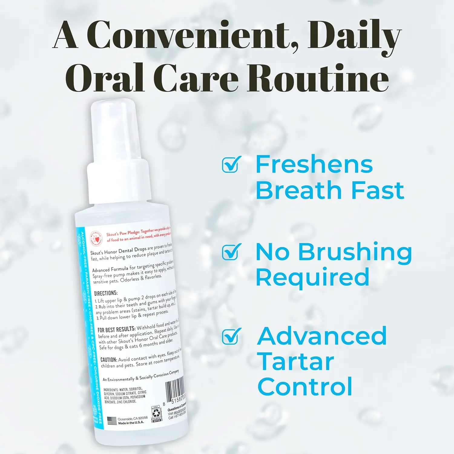 SKOUT'S HONOR Advanced Dental Drops - Fights Plaque and Tartar, Freshens Breath Fast, No Brushing Required, 4oz