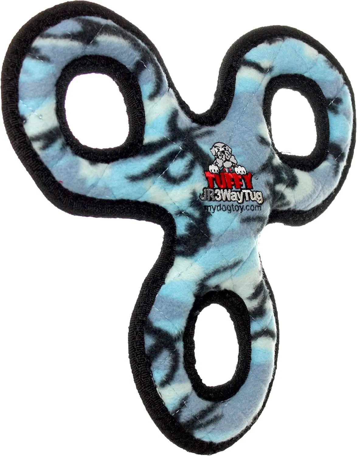 TUFFY - World's Tuffest Soft Dog Toy - Junior 3 Way Tug - Squeakers - Multiple Layers. Made Durable, Strong & Tough. Interactive Play (Tug,Toss & Fetch). Machine Washable & Floats (Blue 2 Pack)